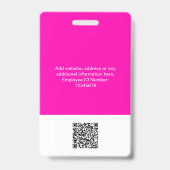 Rosa Mitarbeiter riesige Foto Qr Bar Code Logo Nam Ausweis (Rückseite)