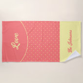 Rosa Mittelalter Gelbe Retro Dots Sommerliche Lieb Strandtuch (Vorderseite)