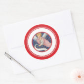 Rosa Mittelalterlicher Engel für Jesse Tree Runder Aufkleber (Umschlag)