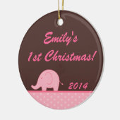 Rosa Mod Elephant Jungl Personalisierter Name Orna Keramik Ornament (Links)