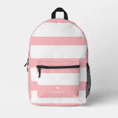 Rosa Mod Retro Strickter Muster Individuelle Name Bedruckter Rucksack (Vorderseite)