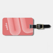 Rosa Mod Retro Strickter Muster Individuelle Name Gepäckanhänger (Vorderseite horizontal)