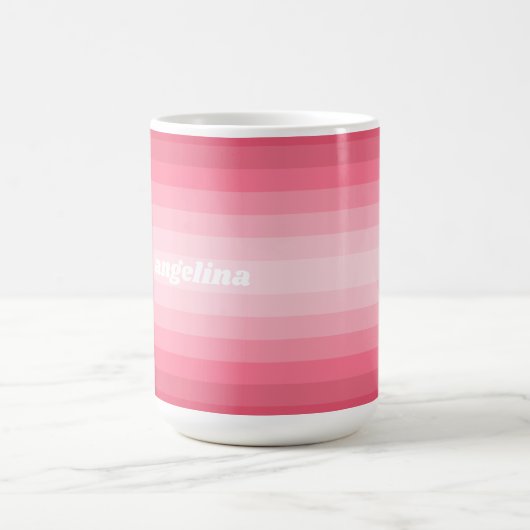 Rosa Mod Retro Strickter Muster Individuelle Name Kaffeetasse (Mittel)