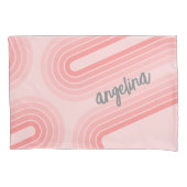 Rosa Mod Retro Strickter Muster Individuelle Name Kissenbezug (Vorderseite)