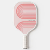 Rosa Mod Retro Strickter Muster Individuelle Name Pickleball Schläger (Vorderseite)