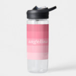 Rosa Mod Retro Strickter Muster Individuelle Name Trinkflasche<br><div class="desc">70er Inspiriert Retro Streifen - Ein trendiges Muster mit fetten Streifen und einem Monogramm Ihres Vor- oder Nachnamens. Wenn Ihre Kunst noch angepasst werden muss,  klicken Sie auf die Schaltfläche Diese anpassen. Das bringt Sie zu einem Designbereich,  wo Sie Dinge bewegen und sogar Schriftart wechseln können!</div>