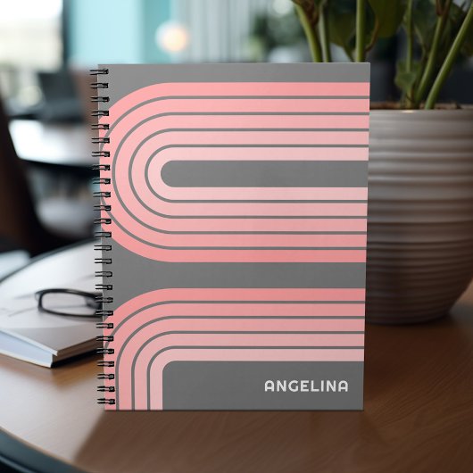 Rosa Mod-Streifenmuster-Individuelle Name Notizblock