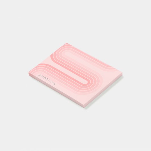 Rosa Mod-Streifenmuster-Individuelle Name Post-it Klebezettel (angewinkelt)