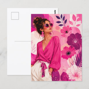 Rosa Mode-Mädchen-Postkarte Postkarte