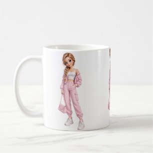 Rosa Mode-Mädchen-Tasse Kaffeetasse