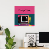 Rosa Modern Art Vintage-Computer-Plakat Poster (Heimbüro)