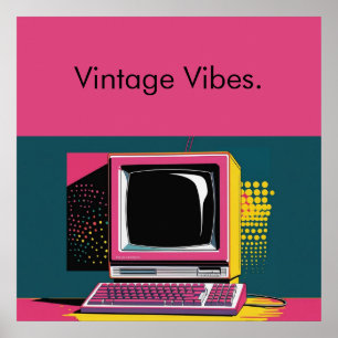 Rosa Modern Art Vintage-Computer-Plakat Poster