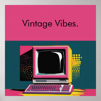 Rosa Modern Art Vintage-Computer-Plakat Poster