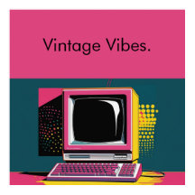 Rosa Modern Art Vintage-Computer-Plakat