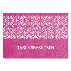 Rosa Modern Bohemische Tischkarte Tischnummer