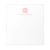 Rosa modern chic trendy Monogramm Name  Notizblock (Vorderseite)