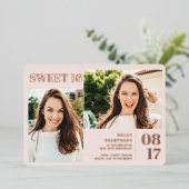 Rosa, modern, fett 3 Fotos Sweet 16 Folieneinladung (Stehend vorne)