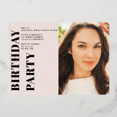 Rosa, modern, fett 3 Fotos Sweet 16 Folieneinladung (Rückseite)