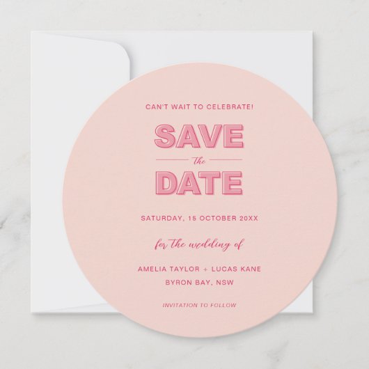 Rosa Modern formatierter Text Save the Date Einladung (Vorderseite)