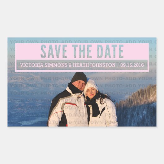 Rosa Modern geschnitten Save the Date Aufkleber (Vorderseite)