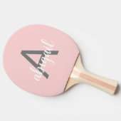 Rosa Modern Girly Monogram Pong Paddle Tischtennis Schläger (Seitenansicht)