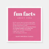 Rosa Modern Minimaler Spaß Fakten Geburtstag Jahr Serviette (Vorderseite)