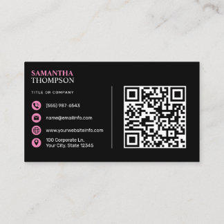 Rosa Modern Minimalistischer Beruflicher QR-Code S Visitenkarte