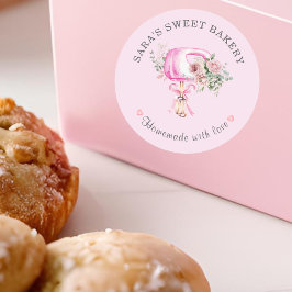 Rosa Modern Mixer Bakery Logo Runder Aufkleber