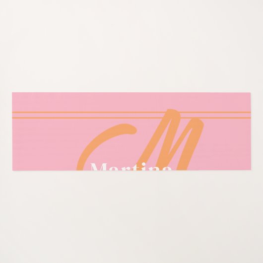 Rosa Modern Monogram, Initial Yoga Mat Yogamatte (Rückseite (Horizontal))