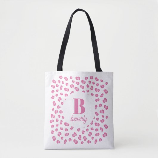 Rosa Modern Monogram Name Initial Tote Bag Tasche (Vorderseite)