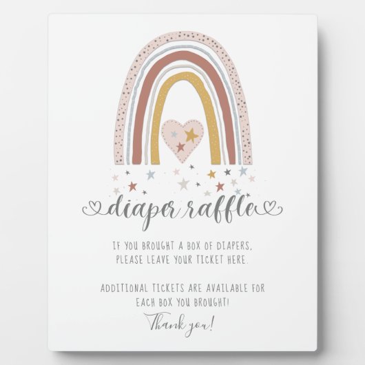 Rosa Modern Rainbow Herz Sterne Windeln Raffelzeic Fotoplatte (Vorderseite)