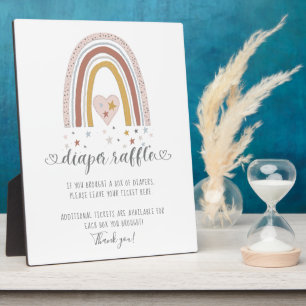 Rosa Modern Rainbow Herz Sterne Windeln Raffelzeic Fotoplatte