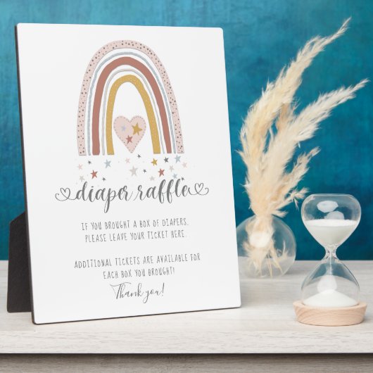 Rosa Modern Rainbow Herz Sterne Windeln Raffelzeic Fotoplatte (Seite)