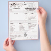 Rosa Modern Script Bakeholder Bestellformular Flyer (Hand)