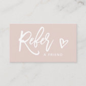 Rosa Modern Script Empfehlungskarte (Vorderseite)