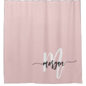 Rosa Modern Script Girl Monogram Name Duschvorhang (Vorderseite)