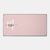 Rosa Modern Script Girl Monogram Name Schreibtischunterlage (Vorderseite)