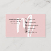 Rosa Modern Script Girl Monogram Name Visitenkarte (Rückseite)