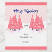 Rosa Modern Weihnachtsbaumen Weinetikett (Einzelnes Label)