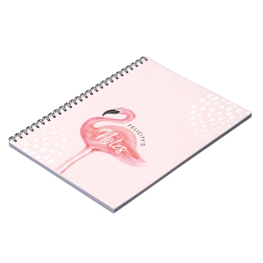 Rosa moderne Aquarell-Flamingo-Illustration Notizblock (Linke Seite)