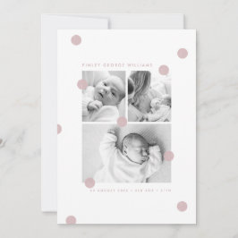 Rosa moderne Babys Foto-Collage Geburtsanzeige Ankündigung