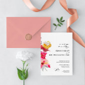 Rosa moderne, blumengeschmückte abstrakte Hochzeit Einladung