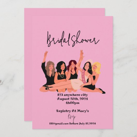 rosa moderne Brautdusche Karte (Vorne/Hinten)