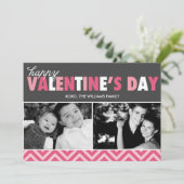 Rosa Moderne Briefe Valentinstag Foto Feiertagskarte (Stehend Vorderseite)