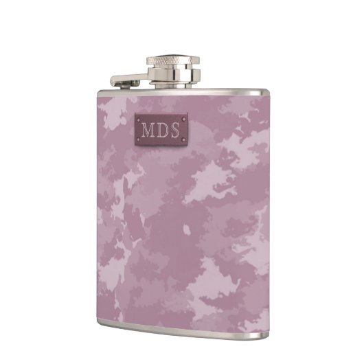 Rosa Moderne Camouflage Camouflage Mit Monogramm F Flachmann (Links)
