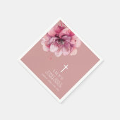 Rosa Moderne Chic Aquarell Floral Heilige Kommune Serviette (Ecke)