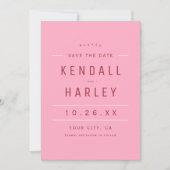 Rosa Moderne Chic Typografie Einfaches Foto Save The Date (Vorderseite)