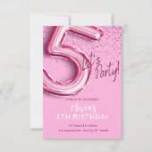 Rosa moderne Confetti 5. Geburtstag Einladung (Vorderseite)