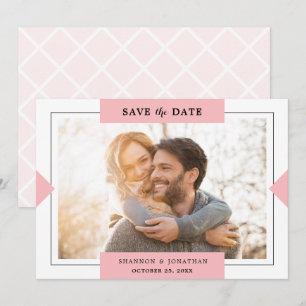 Rosa moderne einfache Foto-Save-the-Date-Karte Save The Date