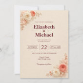 Rosa moderne elegante Hochzeit Einladung (Vorderseite)